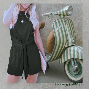 Cute Zesica High Neck Halter Romper Shorts